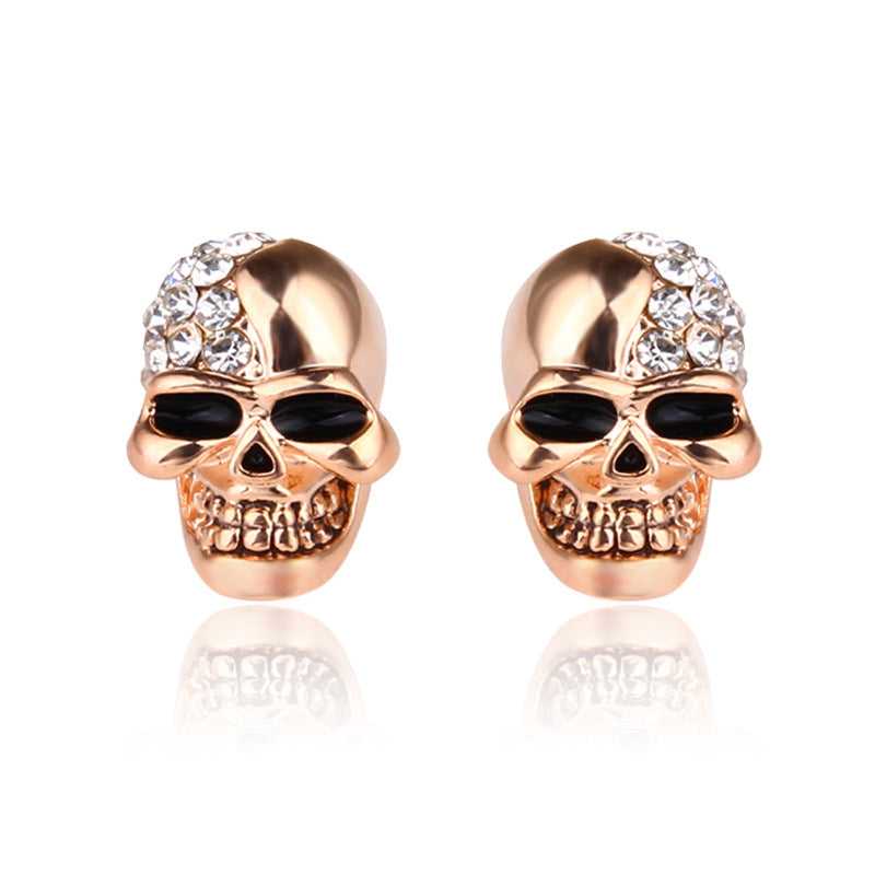 Retro Diamond Skull Earrings