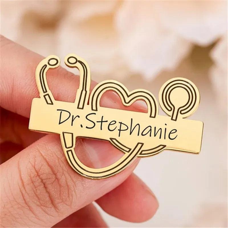 Personalised Engraved Name Stethoscope Brooch - LOX VAULT