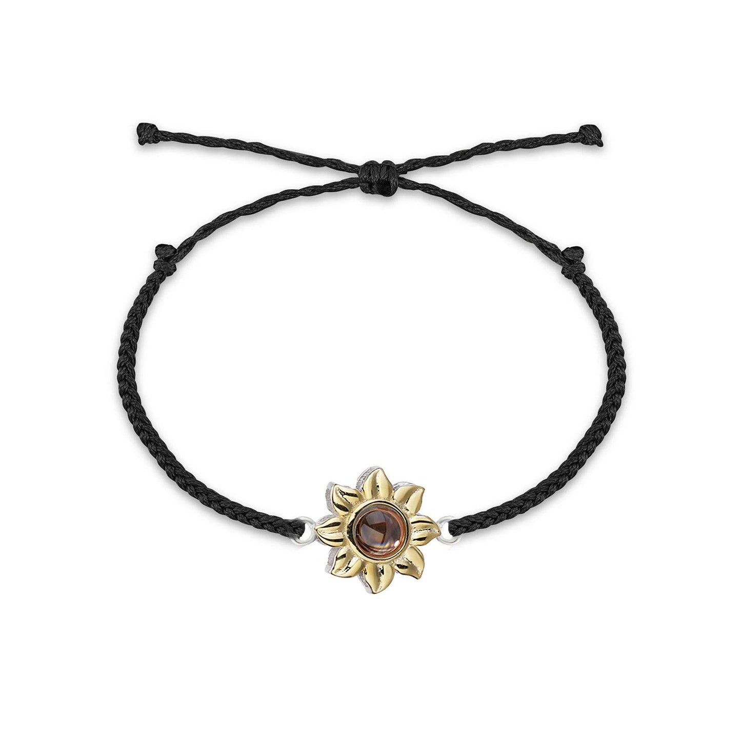 Personalised Photo Projection Bracelet Sunflower Braided Rope - LOX VAULT