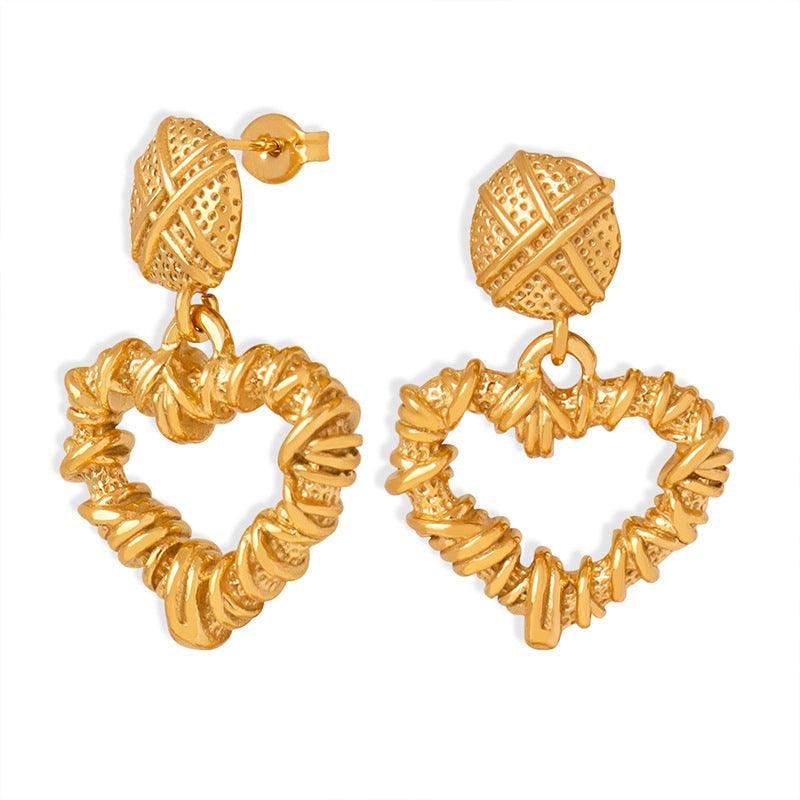 Retro Hollow Heart Earrings - LOX VAULT