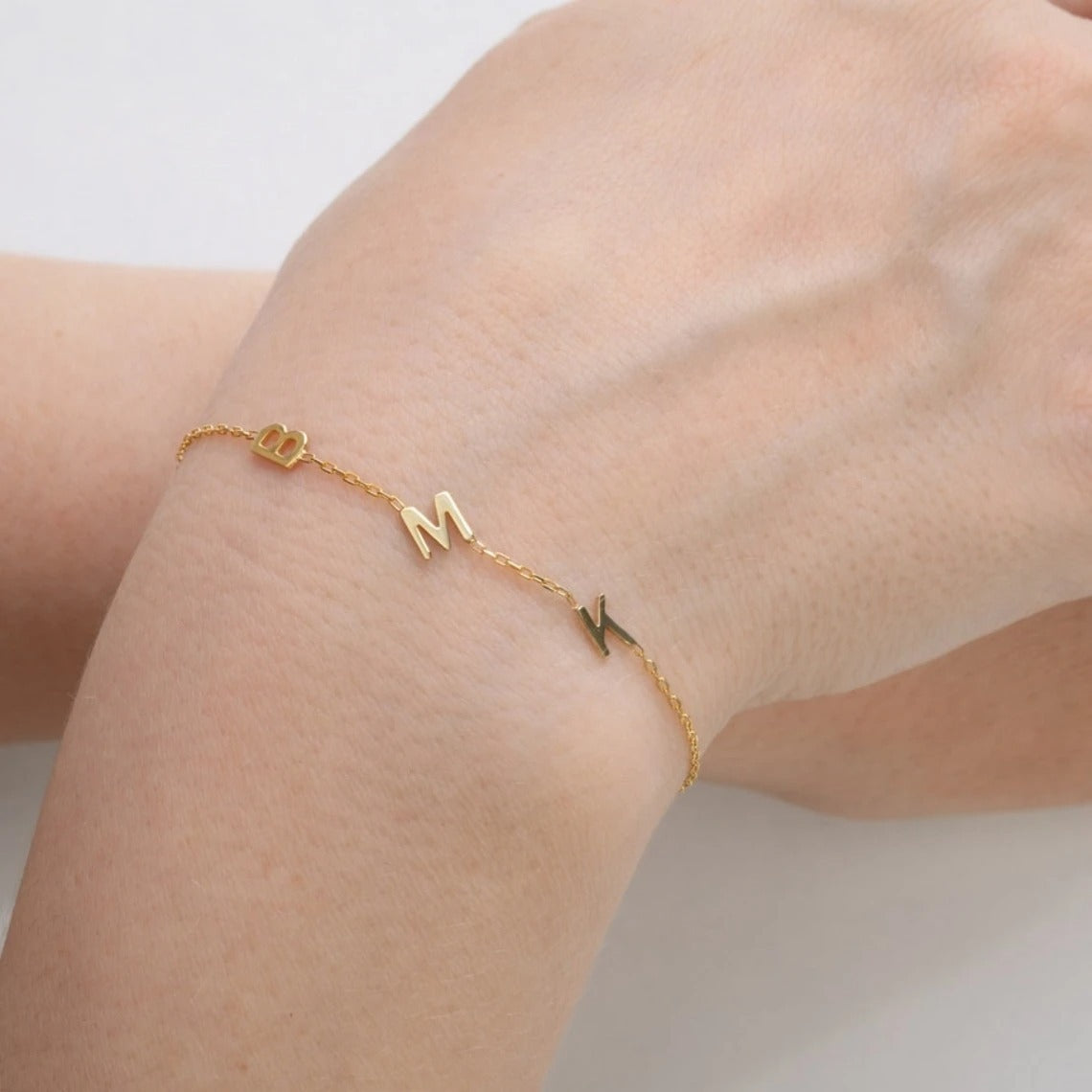Custom Name Initials Heart Bracelet