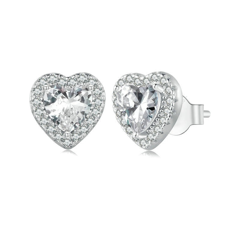 Zircon Stud Heart Earrings