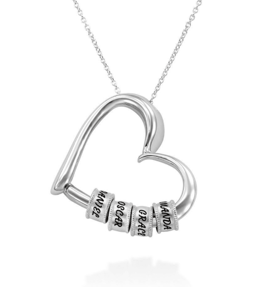 Personalised Heart Beaded Pendant Necklace - LOX VAULT