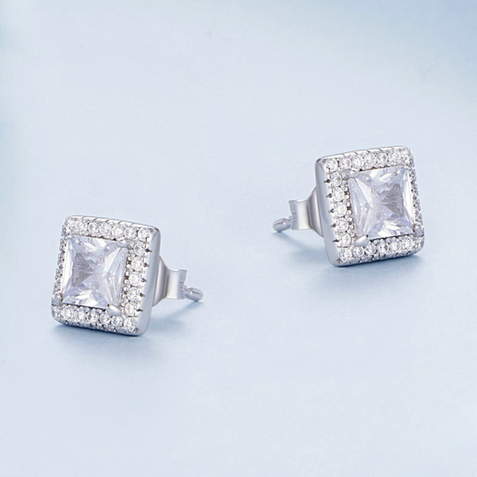 Zircon Stud Square Earrings