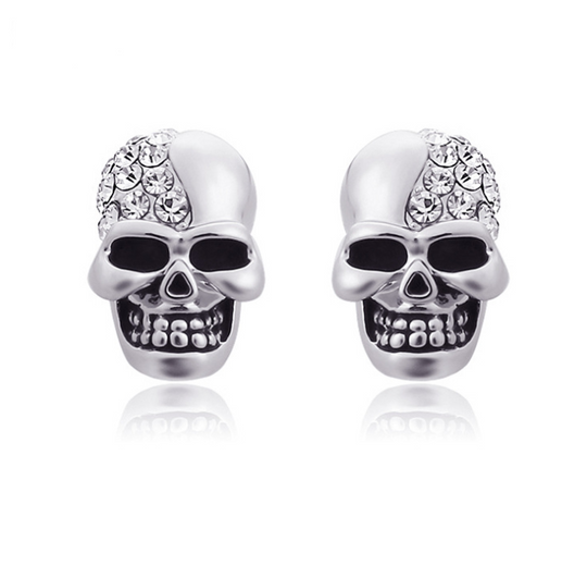 Retro Diamond Skull Earrings