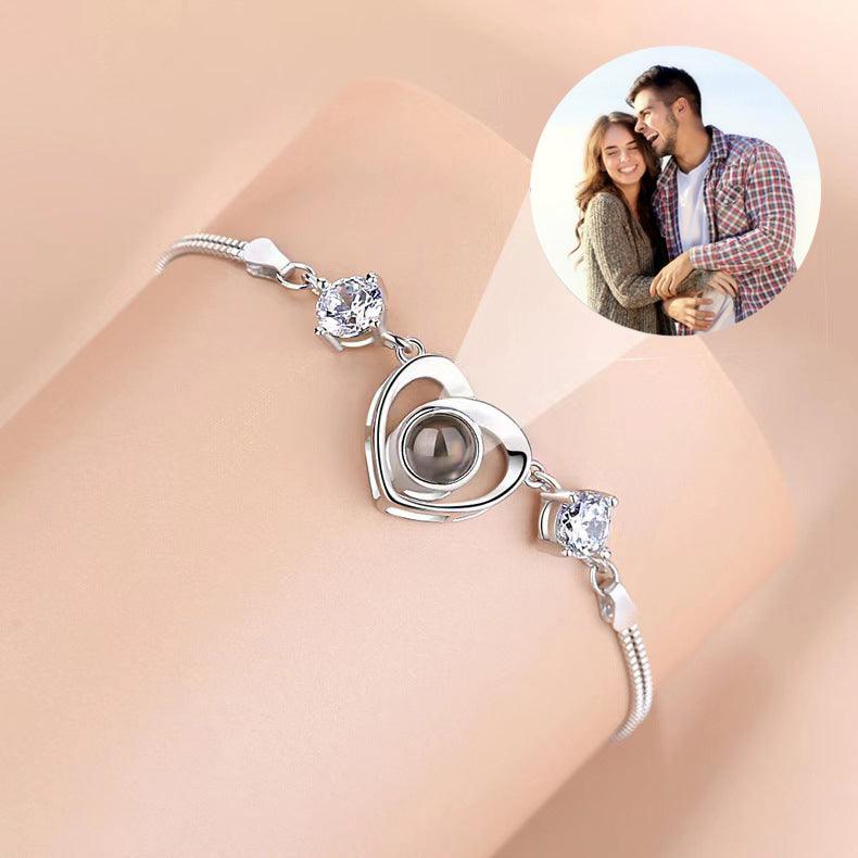 Personalised Crystal Heart Photo Projection Bracelet - LOX VAULT