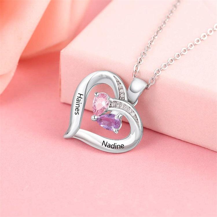 Gemstone Heart Name Necklace - LOX VAULT