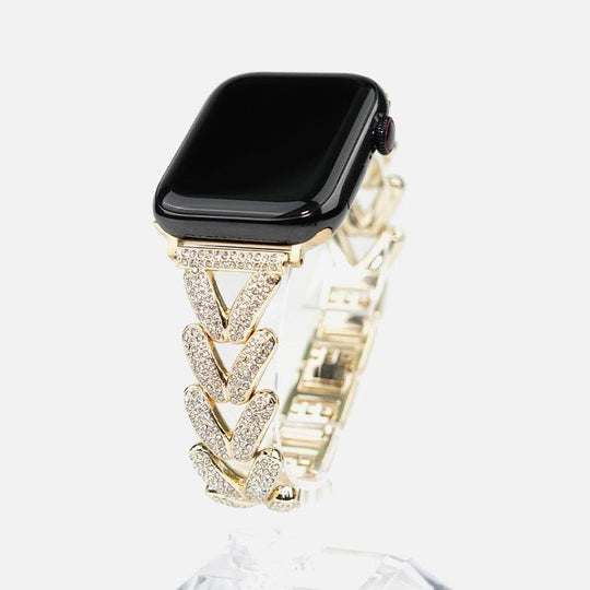 Diamond-embedded V-shaped Apple Watch Bracelet Band - LOX VAULT