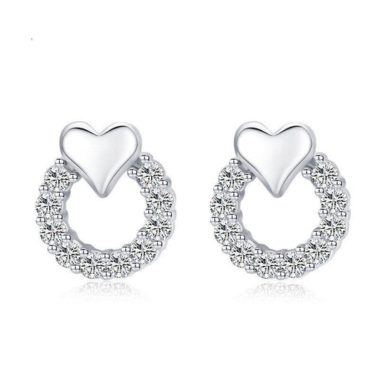 Modian Heart Zirconia Earrings - LOX VAULT