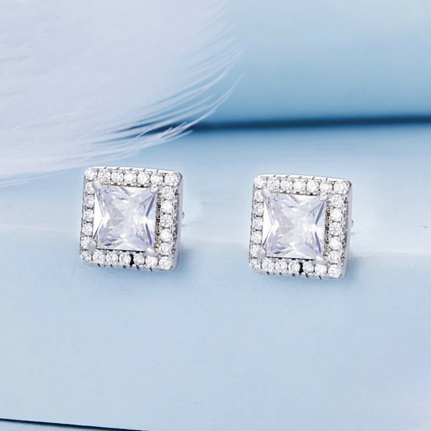 Zircon Stud Square Earrings