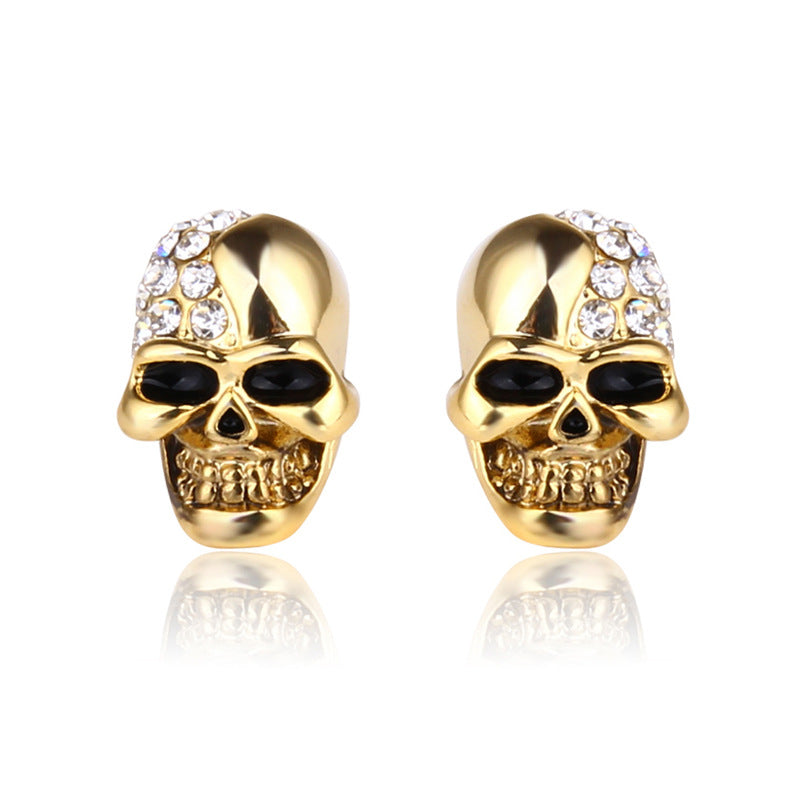 Retro Diamond Skull Earrings