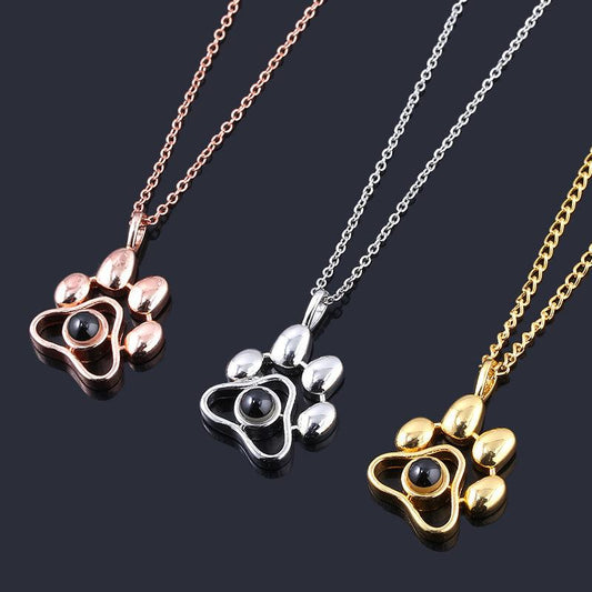 Paw Shaped Personalised Projection Necklace - Lox Vault