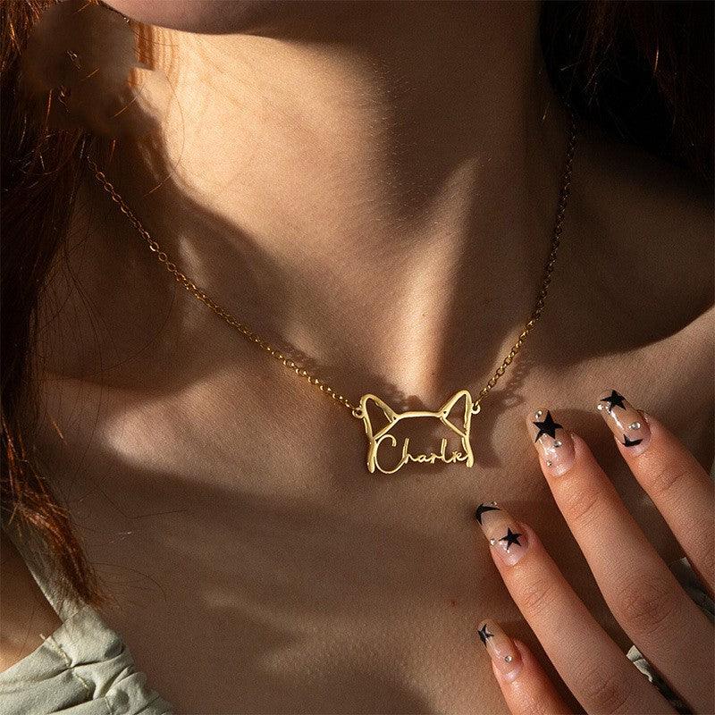 Personalised Cat Ears Name Necklace - LOX VAULT