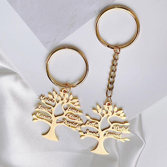 Family Tree Personalized Stainless Steel Keychain - Lox Vault