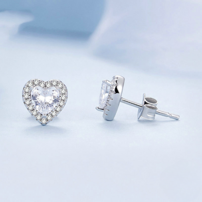Zircon Stud Heart Earrings