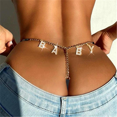 Baby Rhinestone Letters Pendant Underwear Chain