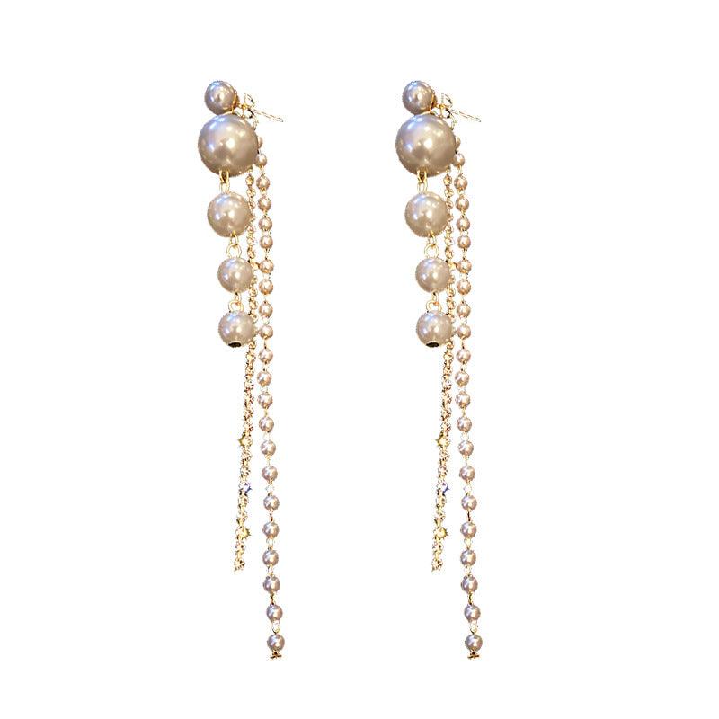 Pearl Tassel Long 925 Earrings - LOX VAULT