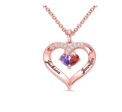 Gemstone Heart Name Necklace - LOX VAULT