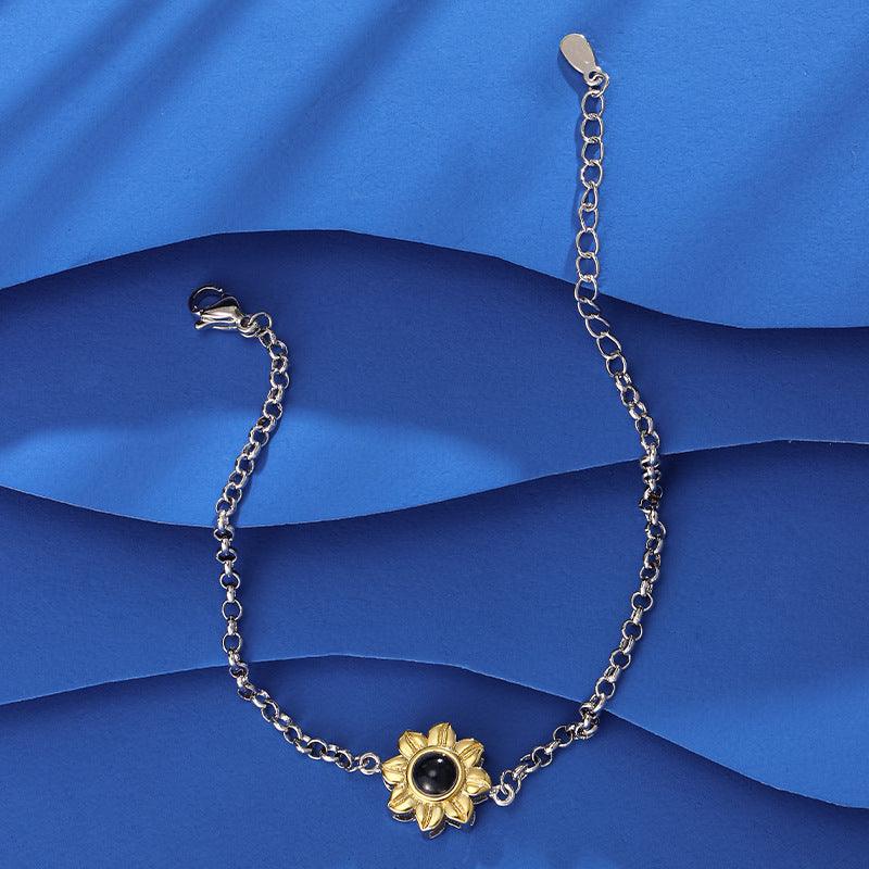 Eternal Sunshine: Personalised Photo Projection Sunflower Bracelet - LOX VAULT