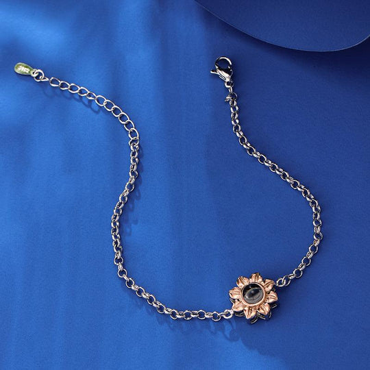 Eternal Sunshine: Personalised Photo Projection Sunflower Bracelet - LOX VAULT