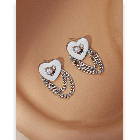 Love Heart Chain Earrings - Lox Vault