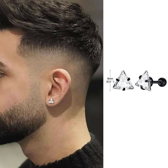 Men's Cubic Zirconia Triangle Earrings