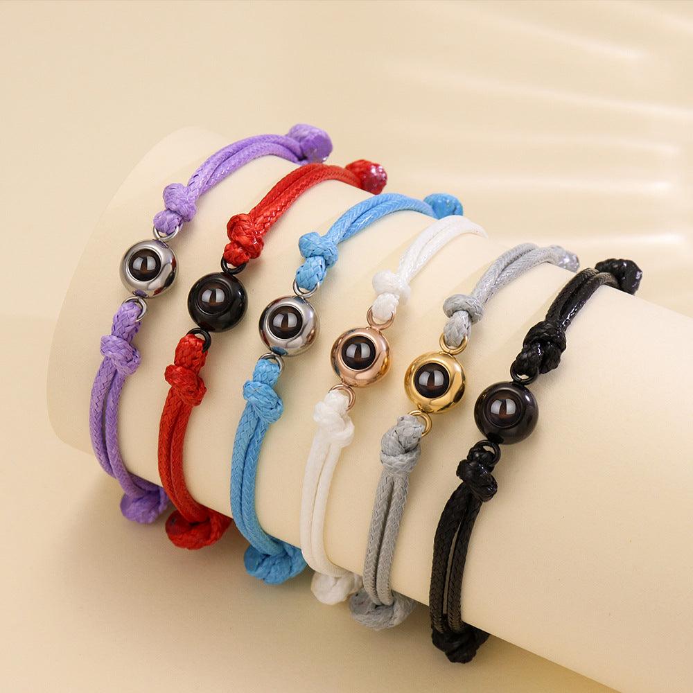 Personalised Circle Photo Projection Braided Bracelet - LOX VAULT