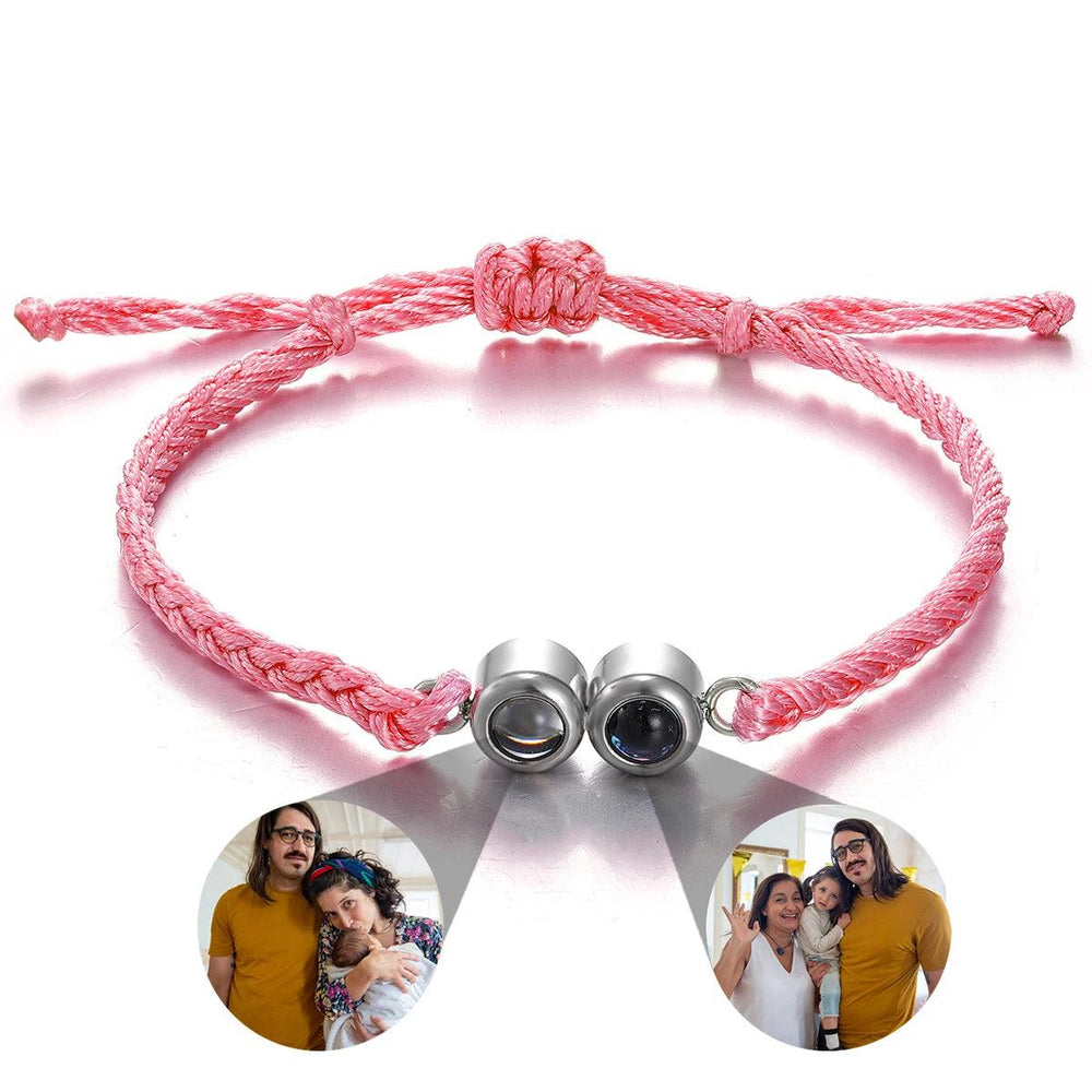 Personalised Double Pendant Photo Projection Weave Bracelet - LOX VAULT