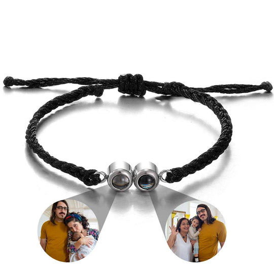 Personalised Double Pendant Photo Projection Weave Bracelet - LOX VAULT