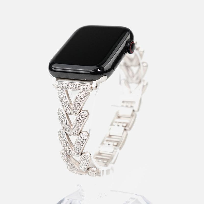 Diamond-embedded V-shaped Apple Watch Bracelet Band - LOX VAULT