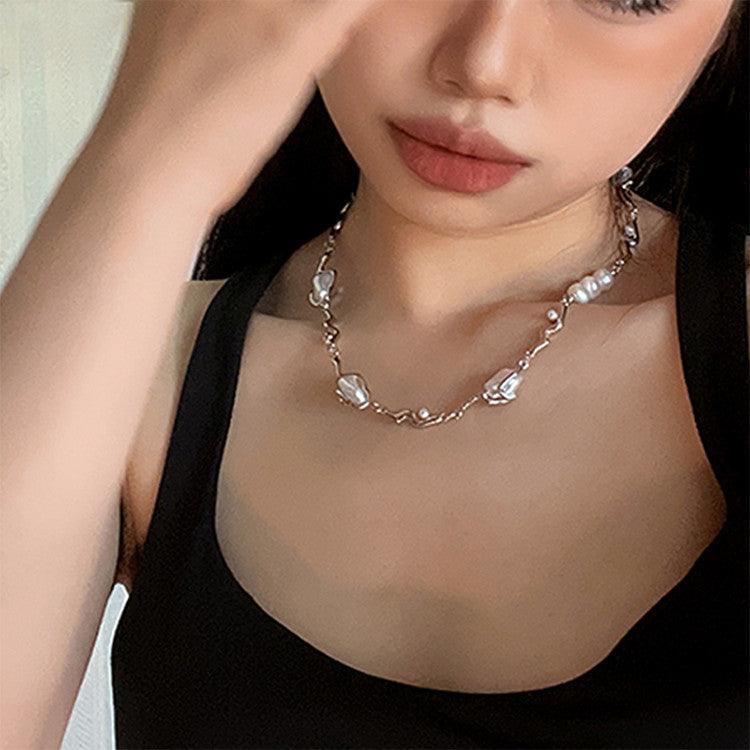 Irregular Pearl Patchwork Necklace - LOX VAULT