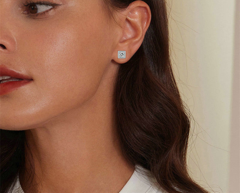 Zircon Stud Square Earrings
