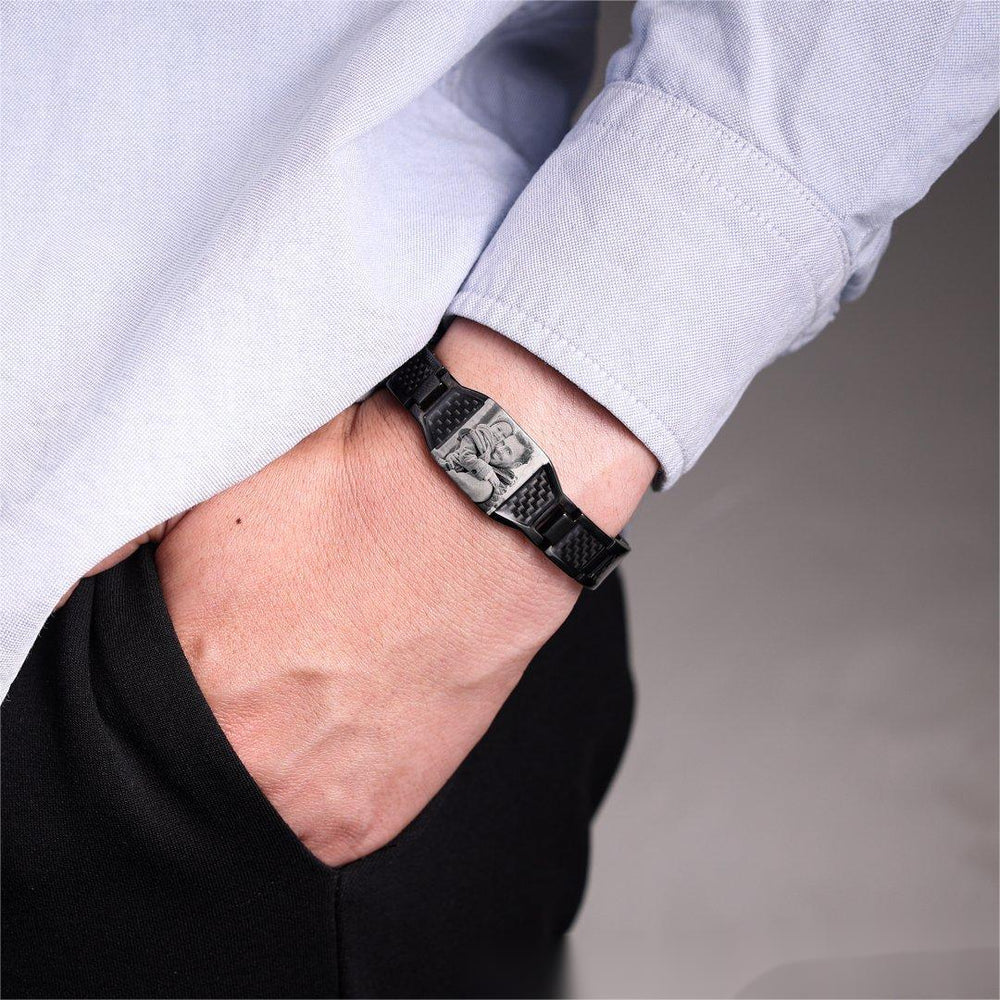 Personalised Magnetic Carbon Fiber Titanium Bracelet