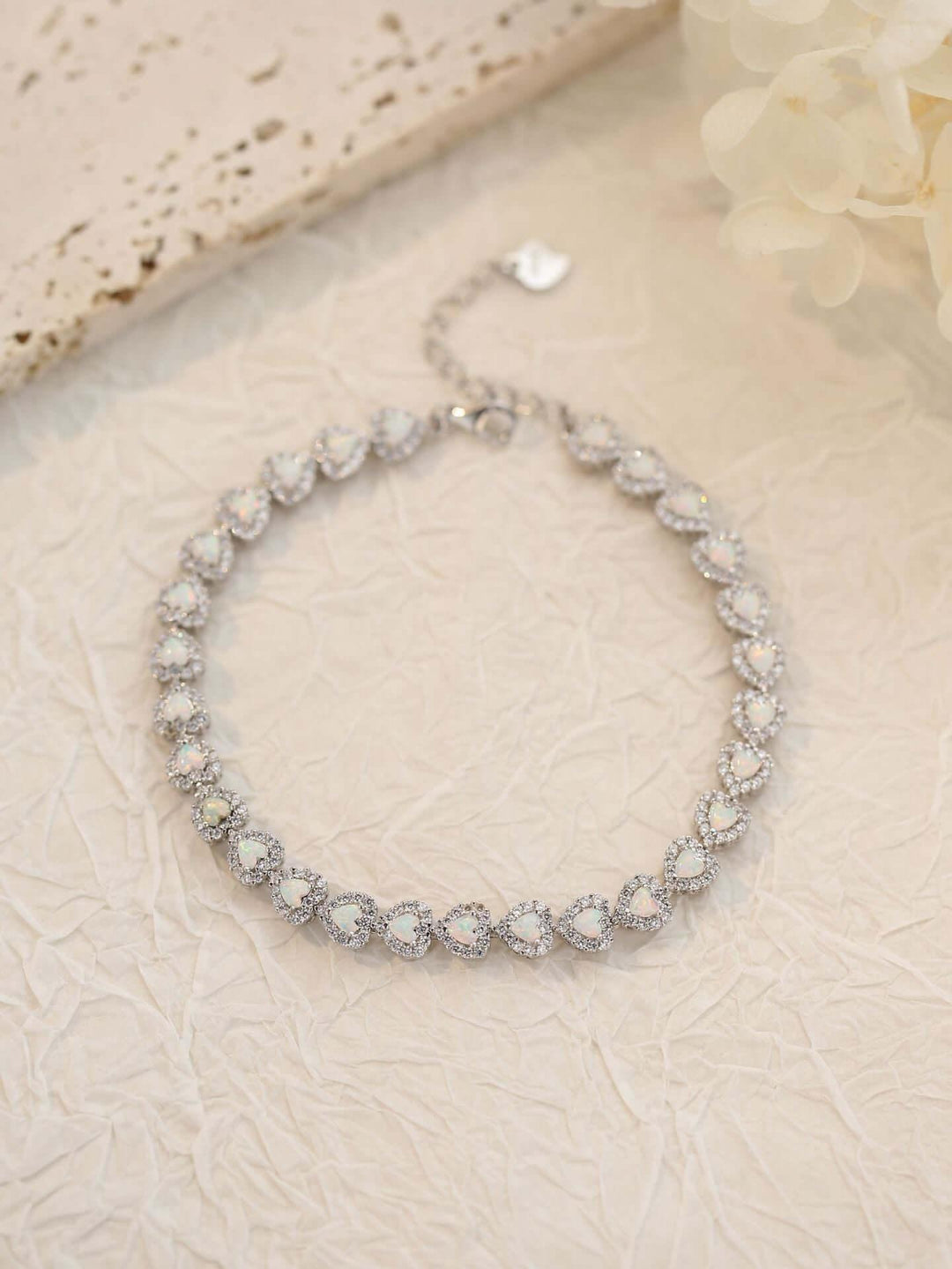 925 Sterling Silver Heart-shaped Opal Bracelet - Lox Vault