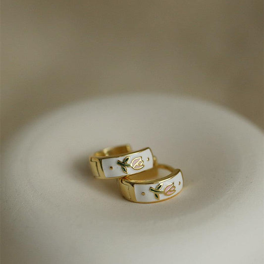 Vintage Tulip Earrings - 925 Sterling Silver - LOX VAULT