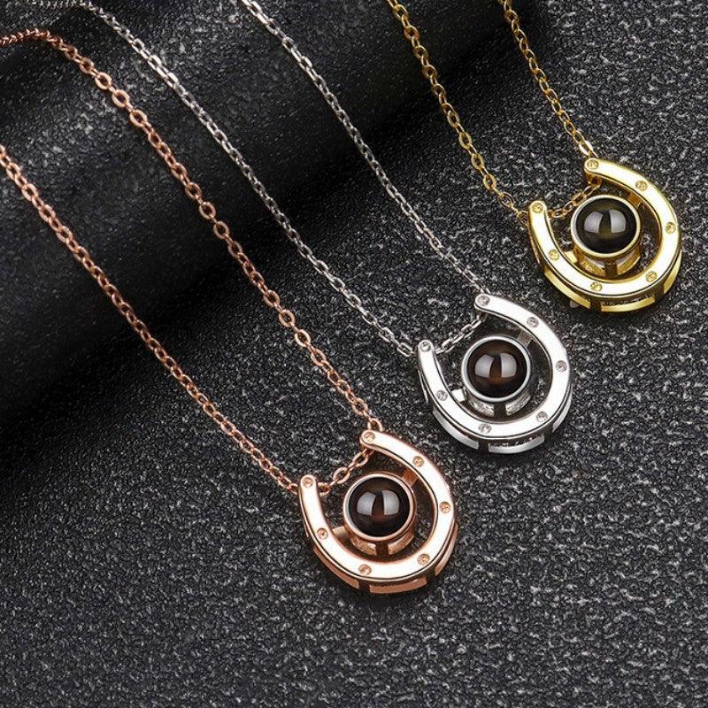 Personalised Horseshoe Projection Necklace - LOX VAULT