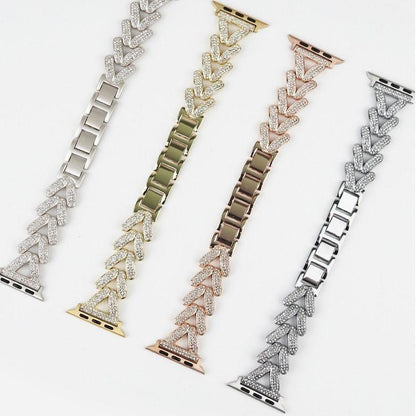Diamond-embedded V-shaped Apple Watch Bracelet Band - LOX VAULT