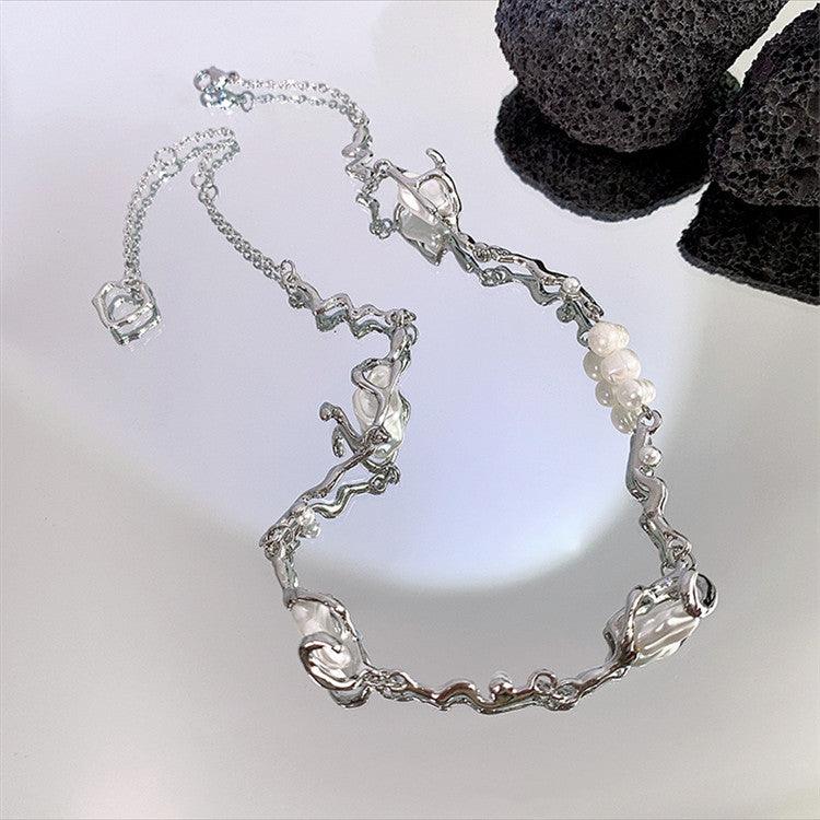 Irregular Pearl Patchwork Necklace - LOX VAULT