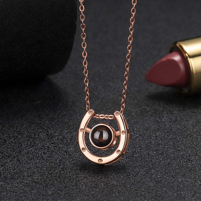 Personalised Horseshoe Projection Necklace - LOX VAULT